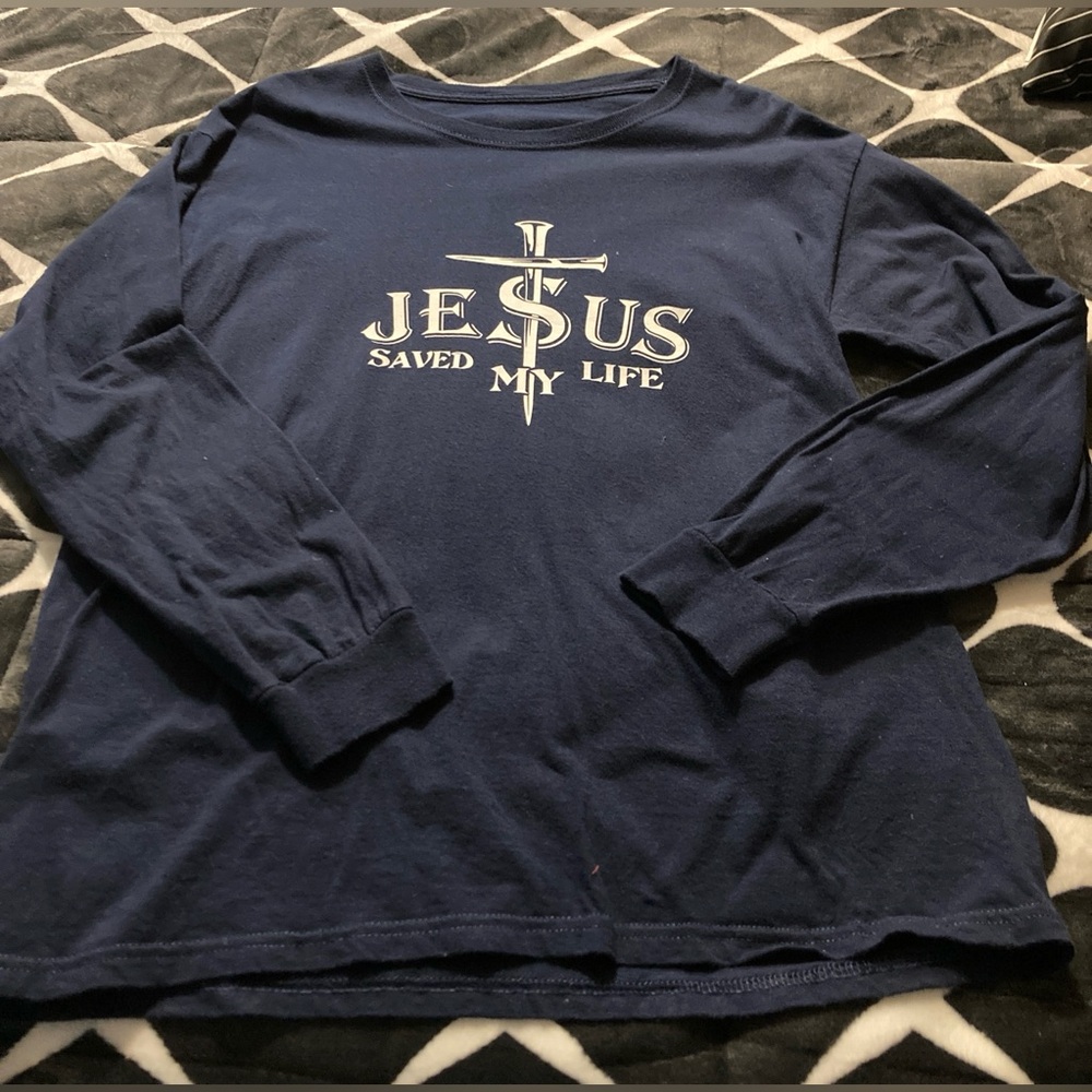 Navy Long Sleeve Graphic Tee - Picture 1 of 4